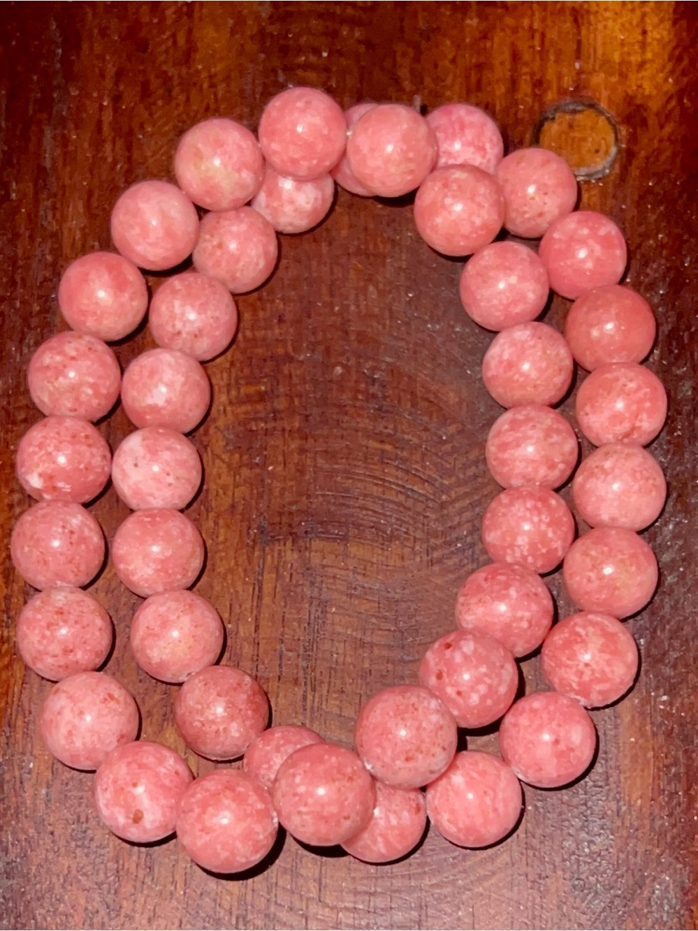 Thulite authentic gemstone beaded bracelets